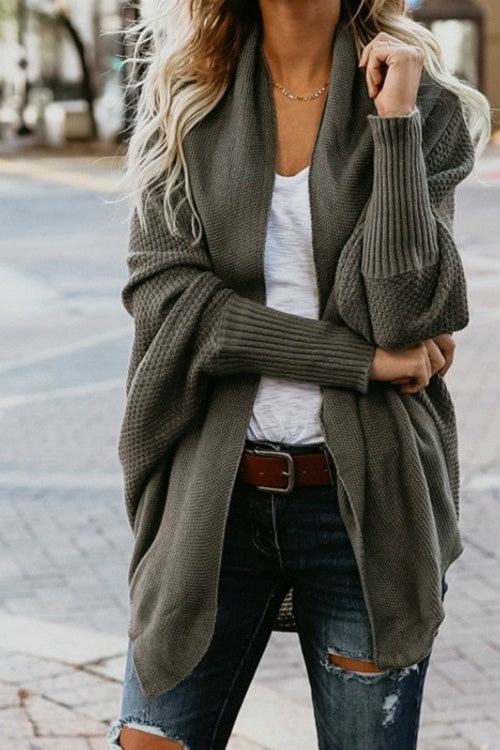 Rowangirl Autumn Winter Fashion Chic Loose Solid Bat Sleeve Cardigan