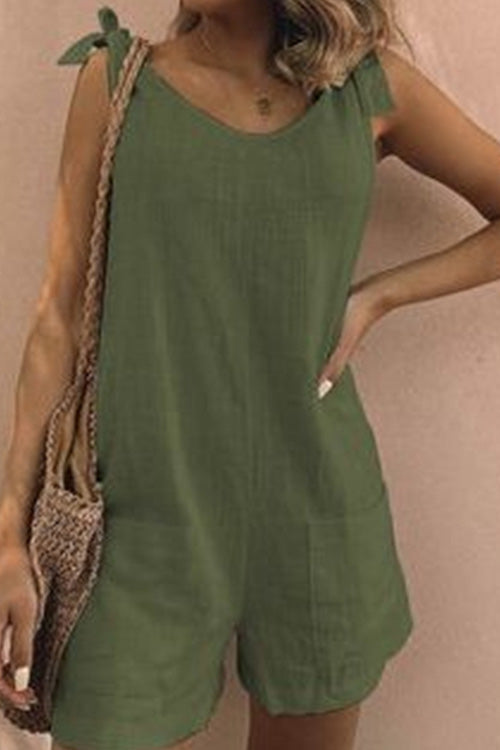 Rowangirl Chic Casual Solid Sling Sleeveless Slim Romper