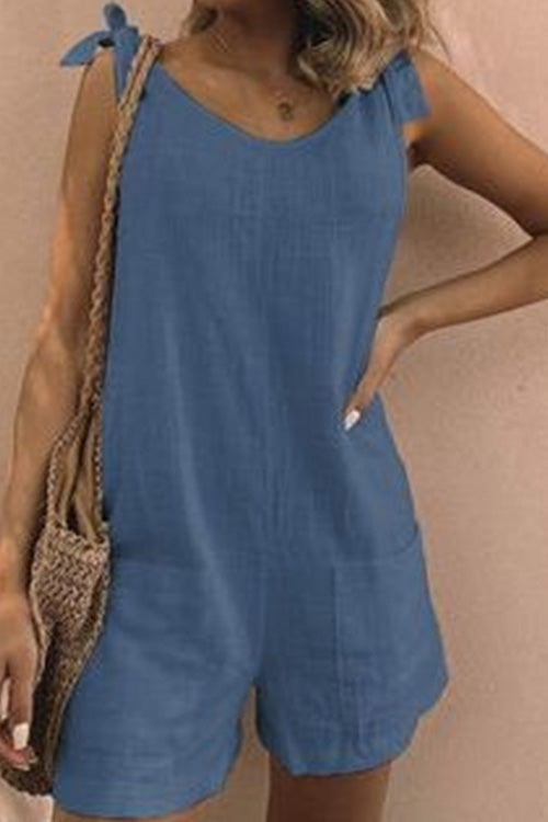 Rowangirl Chic Casual Solid Sling Sleeveless Slim Romper
