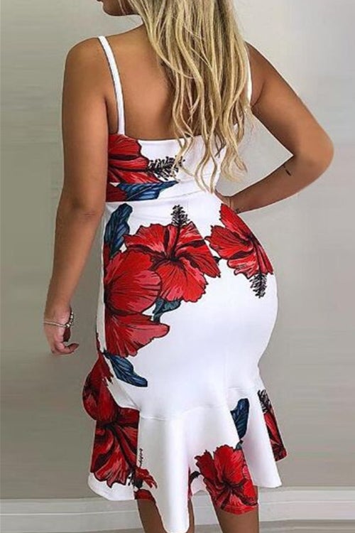 Rowangirl Safflower Printed Ruffle Wrap Dress