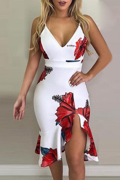 Rowangirl Safflower Printed Ruffle Wrap Dress