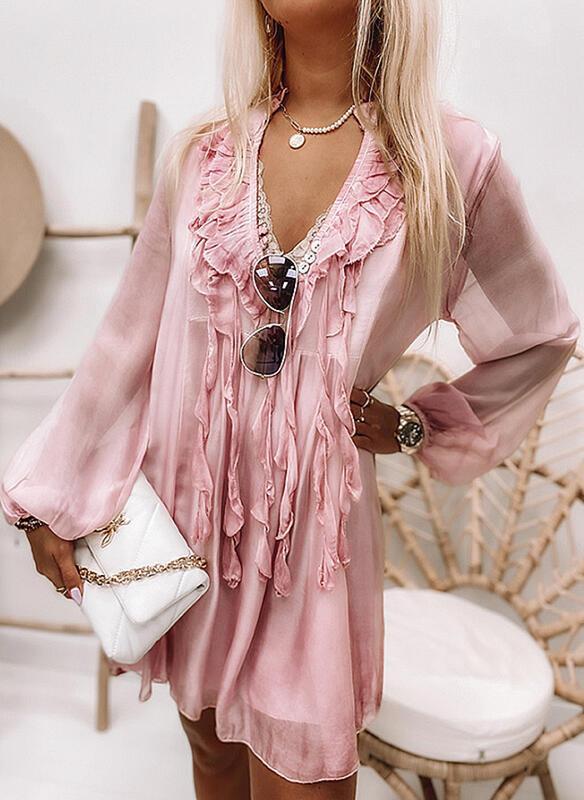 Rowangirl Athena Fashion Chic Ruffle Long Sleeve Dress