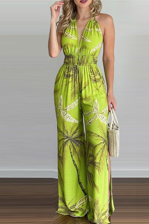 Rowangirl Printed Colorful Wide Leg Casual Loose Jumpsuit