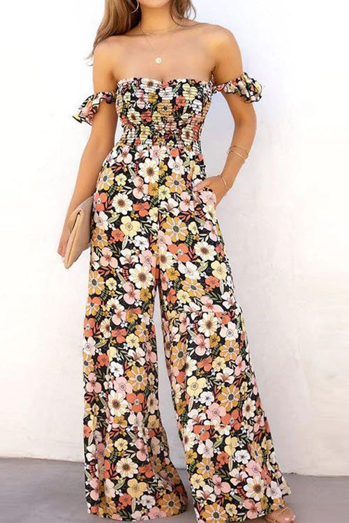 Rowangirl Fashion Casual Loose Floral Camisole Jumpsuit