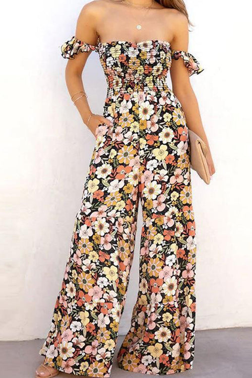 Rowangirl Fashion Casual Loose Floral Camisole Jumpsuit