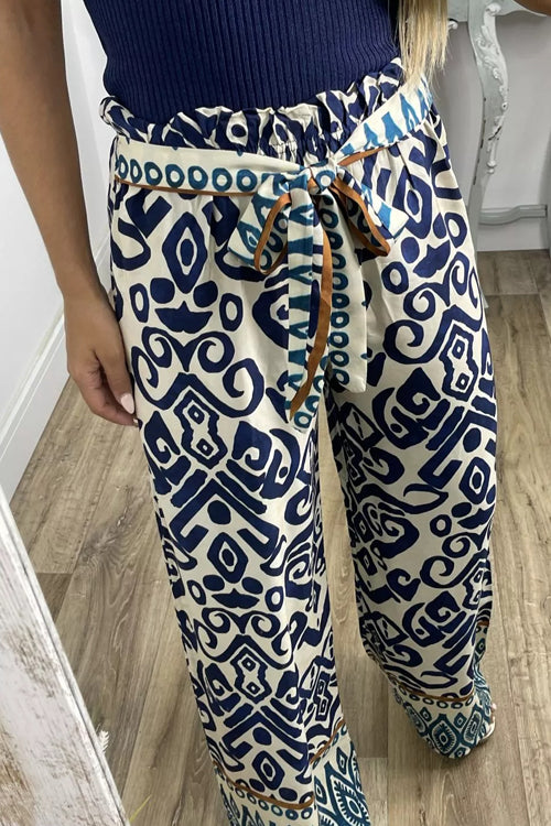 Rowangirl Printed Belt Loose Casual Trousers