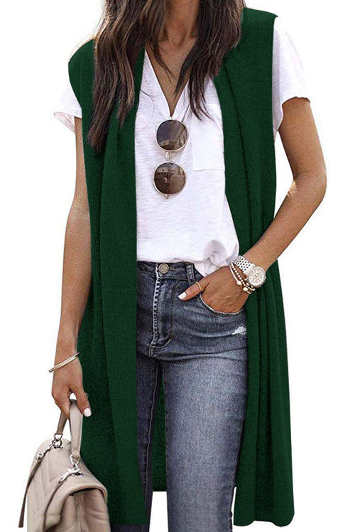 Rowangirl Solid Color Fashionable Casual Mid-Length Vest