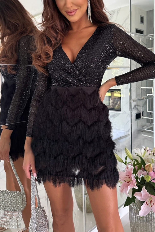 Rowangirl  Feather Sequin Party Dress