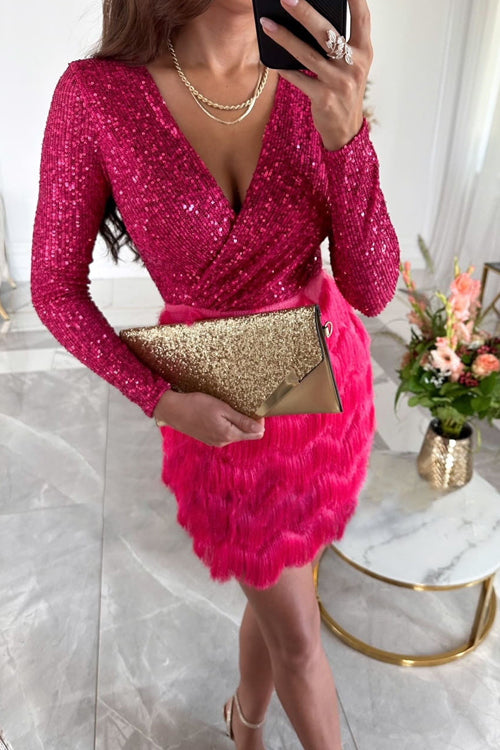 Rowangirl  Feather Sequin Party Dress