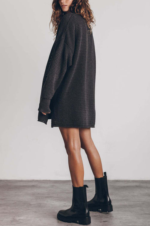 Rowangirl  Loose And Versatile Round Neck Street Slit Sweater