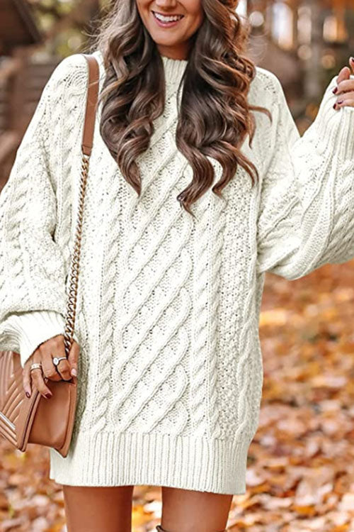 Rowangirl Fashionable Long-Sleeved Loose Knit Dress