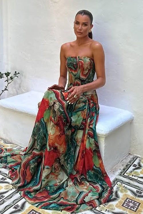Rowangirl   Strapless Colorful Dress
