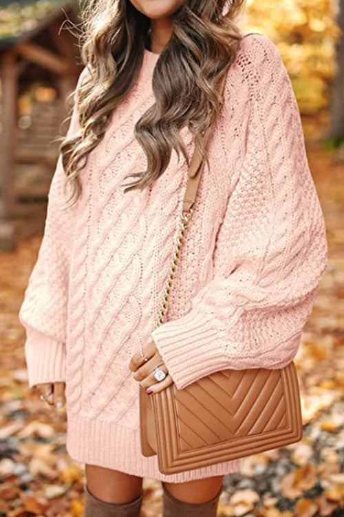 Rowangirl Fashionable Long-Sleeved Loose Knit Dress