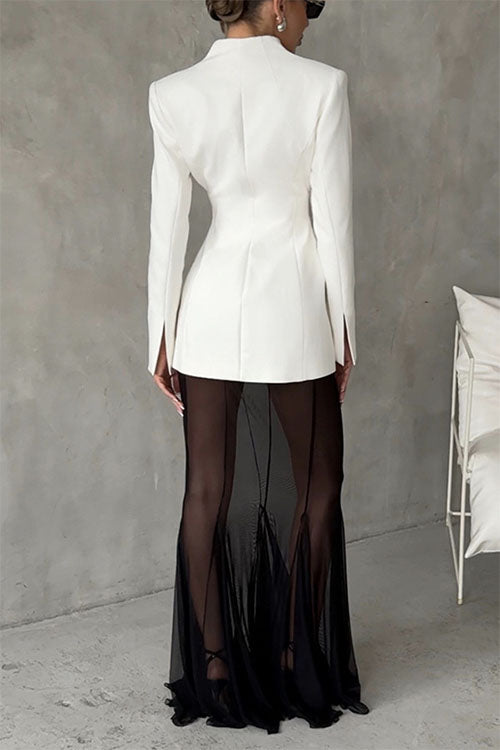 Rowangirl Long-sleeved Stand-up Collar Suit Jacket