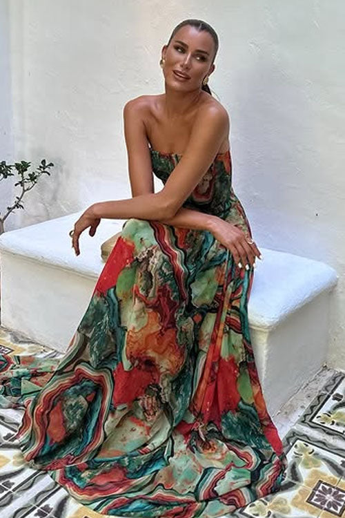 Rowangirl   Strapless Colorful Dress