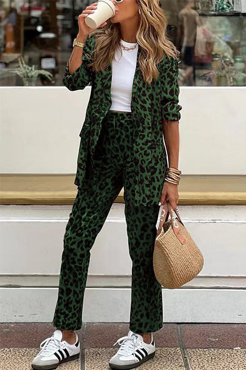 Rowangirl   Leopard Print Casual Fashion Suit