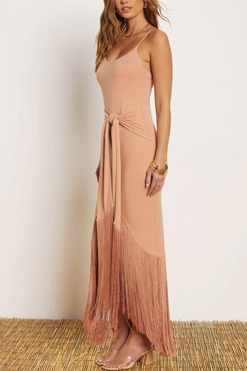 Rowangirl  Strappy Tassel Tie Dress
