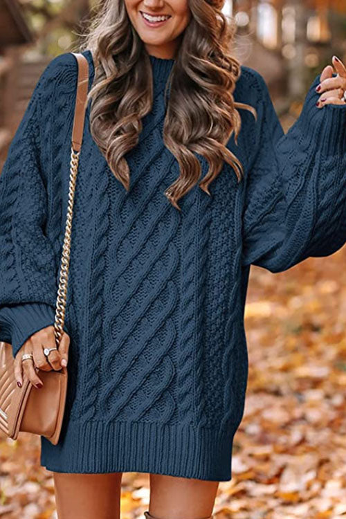 Rowangirl Fashionable Long-Sleeved Loose Knit Dress