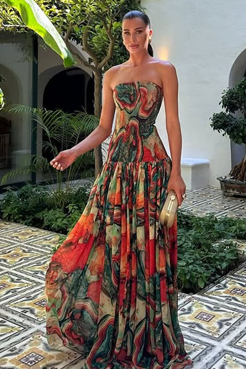 Rowangirl   Strapless Colorful Dress