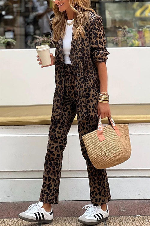 Rowangirl   Leopard Print Casual Fashion Suit