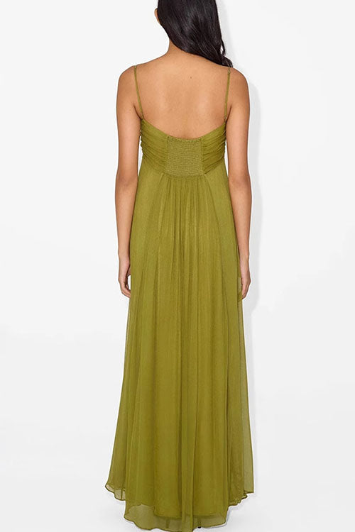 Rowangirl  Spaghetti Atrap U-shaped Vacation Maxi Dress