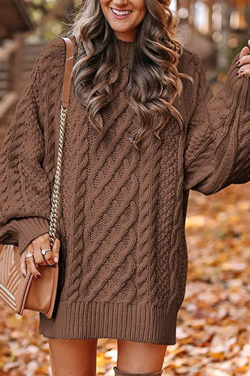 Rowangirl Fashionable Long-Sleeved Loose Knit Dress