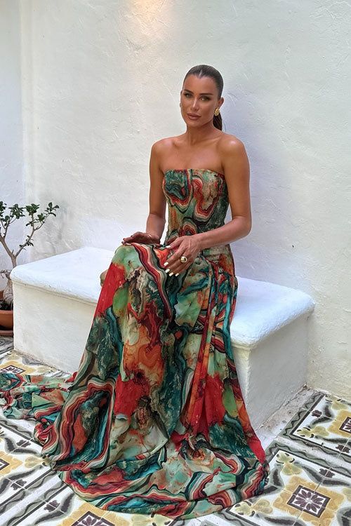 Rowangirl   Strapless Colorful Dress
