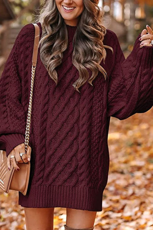 Rowangirl Fashionable Long-Sleeved Loose Knit Dress