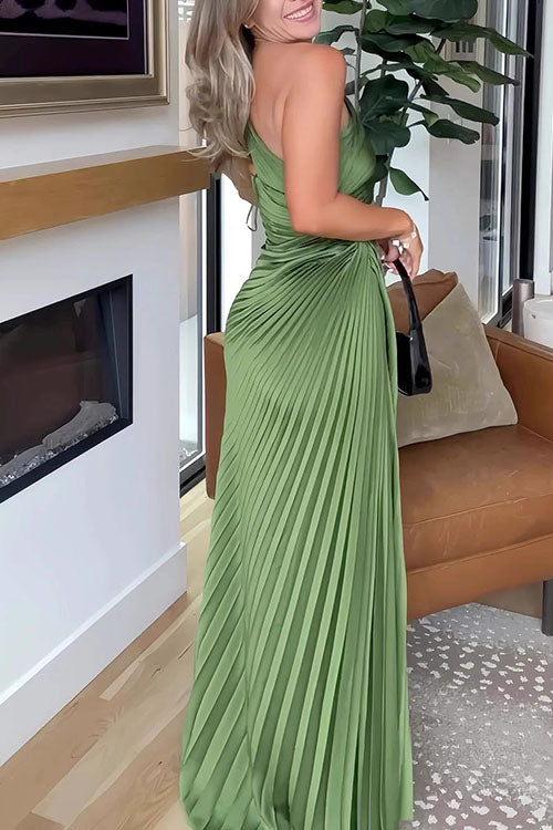 Rowangirl Off-shoulder Fitted Waist Pleated Dress