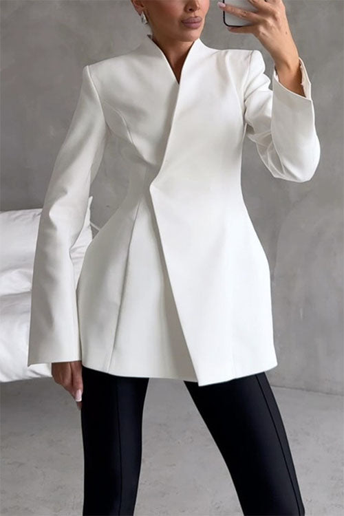Rowangirl Long-sleeved Stand-up Collar Suit Jacket