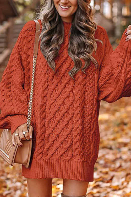 Rowangirl Fashionable Long-Sleeved Loose Knit Dress