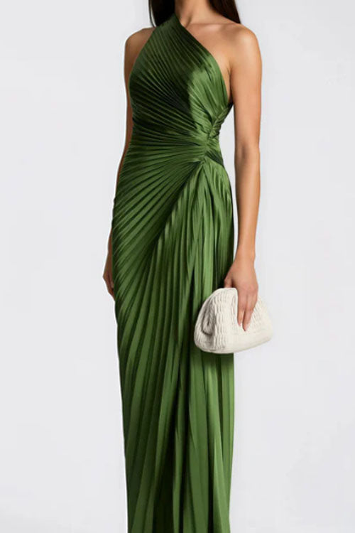 Rowangirl Off-shoulder Fitted Waist Pleated Dress