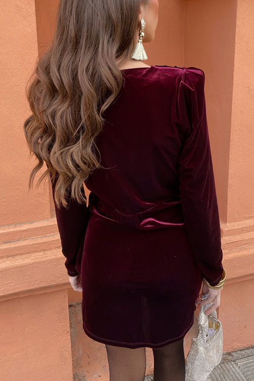 Rowangirl V-neck Long Sleeve Pleated Dress