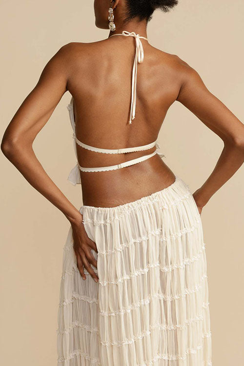 Rowangirl Backless Strappy Halter Top Two-Piece Set