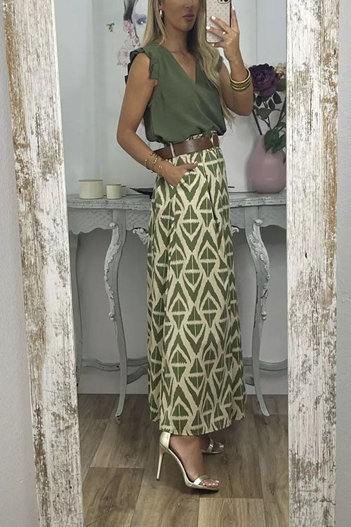 Rowangirl Elegant Printed A-Hem Skirt