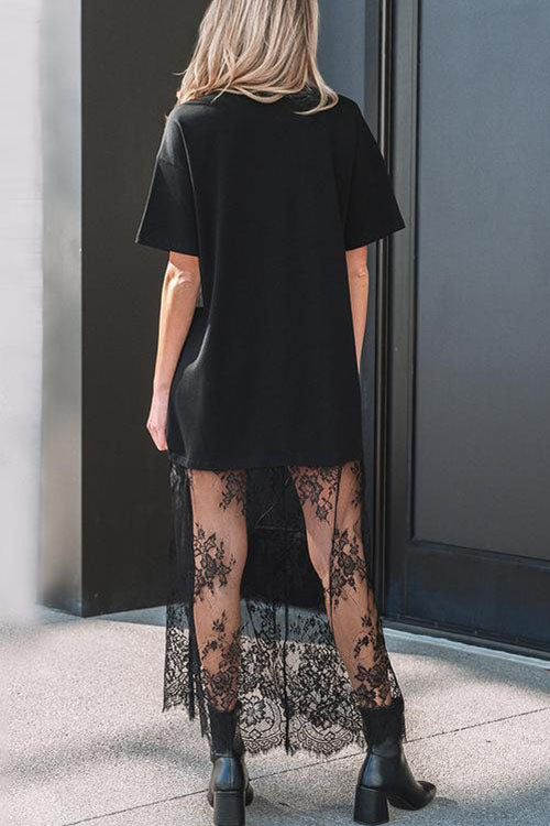 Rowangirl Short-sleeved Round Neck Patchwork Dress