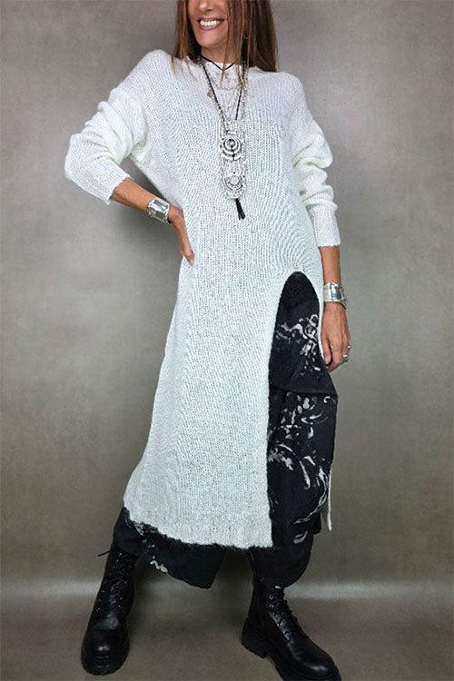 Rowangirl Autumn And Winter Long-sleeved Loose Weater Dress