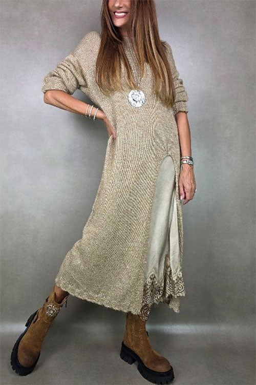 Rowangirl Autumn And Winter Long-sleeved Loose Weater Dress