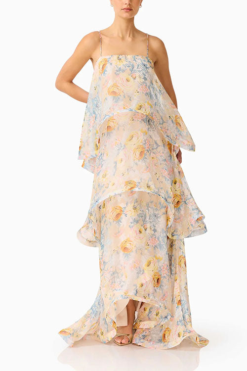 Rowangirl  Floral Layered Long Dress