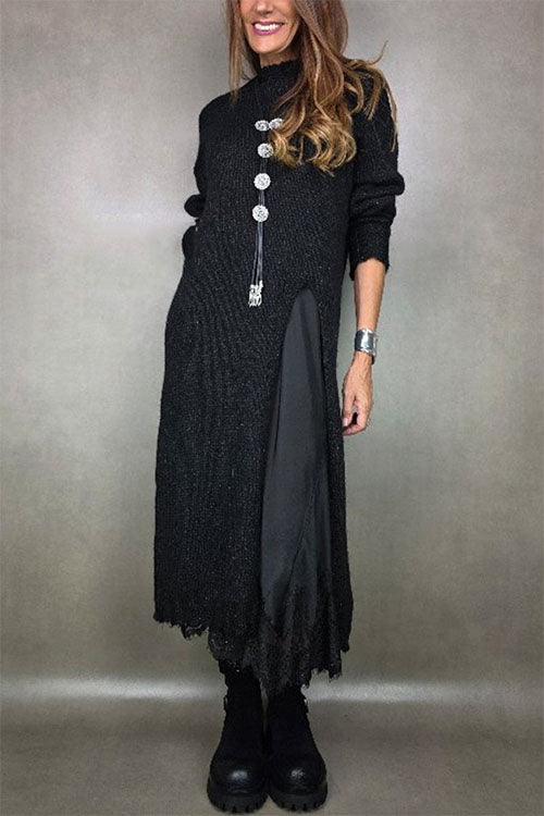 Rowangirl Autumn And Winter Long-sleeved Loose Weater Dress