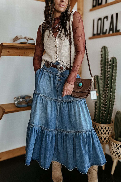 Rowangirl Layered Cake Denim Skirt