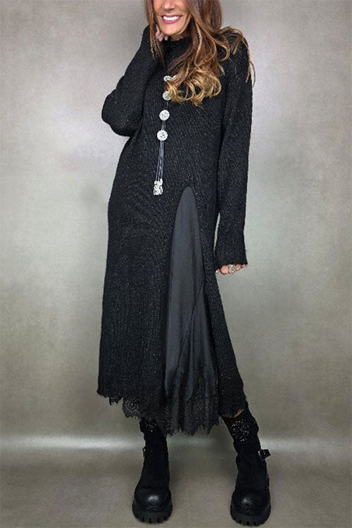 Rowangirl Autumn And Winter Long-sleeved Loose Weater Dress