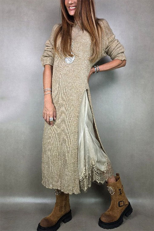 Rowangirl Autumn And Winter Long-sleeved Loose Weater Dress