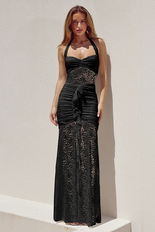 Rowangirl  Lace Panel Halterneck Dress