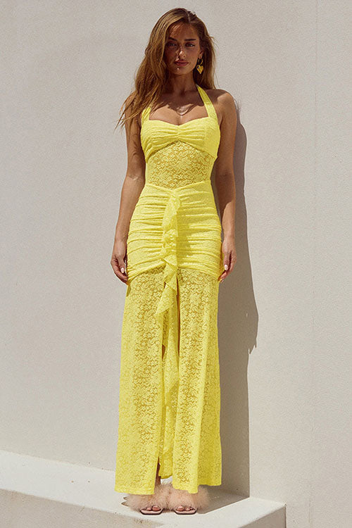 Rowangirl  Lace Panel Halterneck Dress