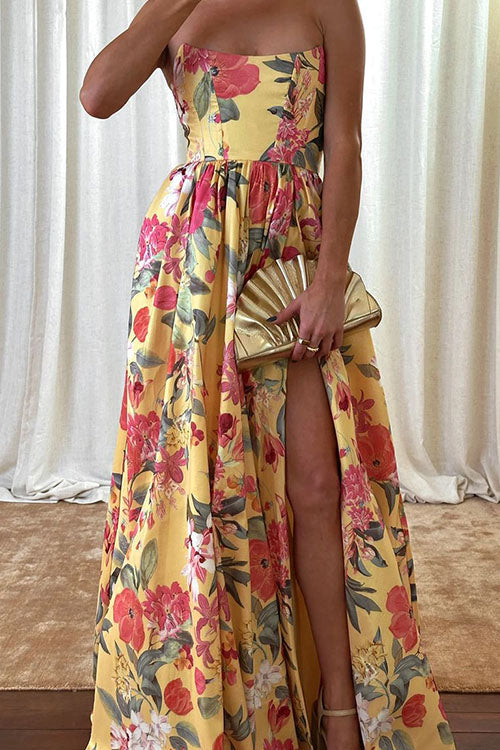 Rowangirl Strapless Floral Long Dress