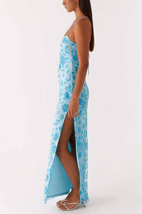 Rowangirl  High-Slit Backless Long Dress
