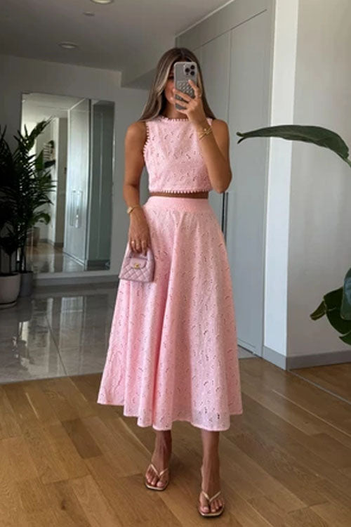 Rowangirl Sleeveless Lace Skirt Suit