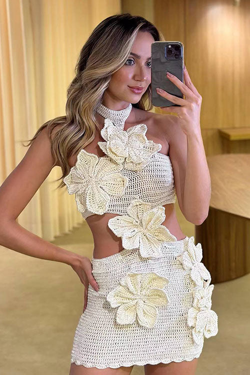 Rowangirl  Fashion Halterneck Floral Dress