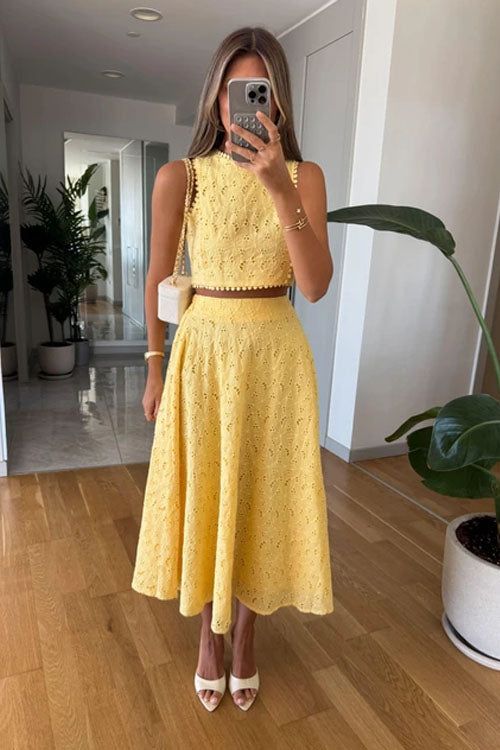 Rowangirl Sleeveless Lace Skirt Suit